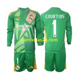 Camisolas de futebol Real Madrid Thibaut Courtois 1 Guarda Redes Criança Equipamento 3ª 2024/25 Manga Comprida